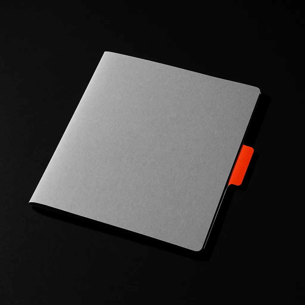 New non gamstop casino launch dossier, plain file folder with vermillion index tab. Editorial monochrome still life.