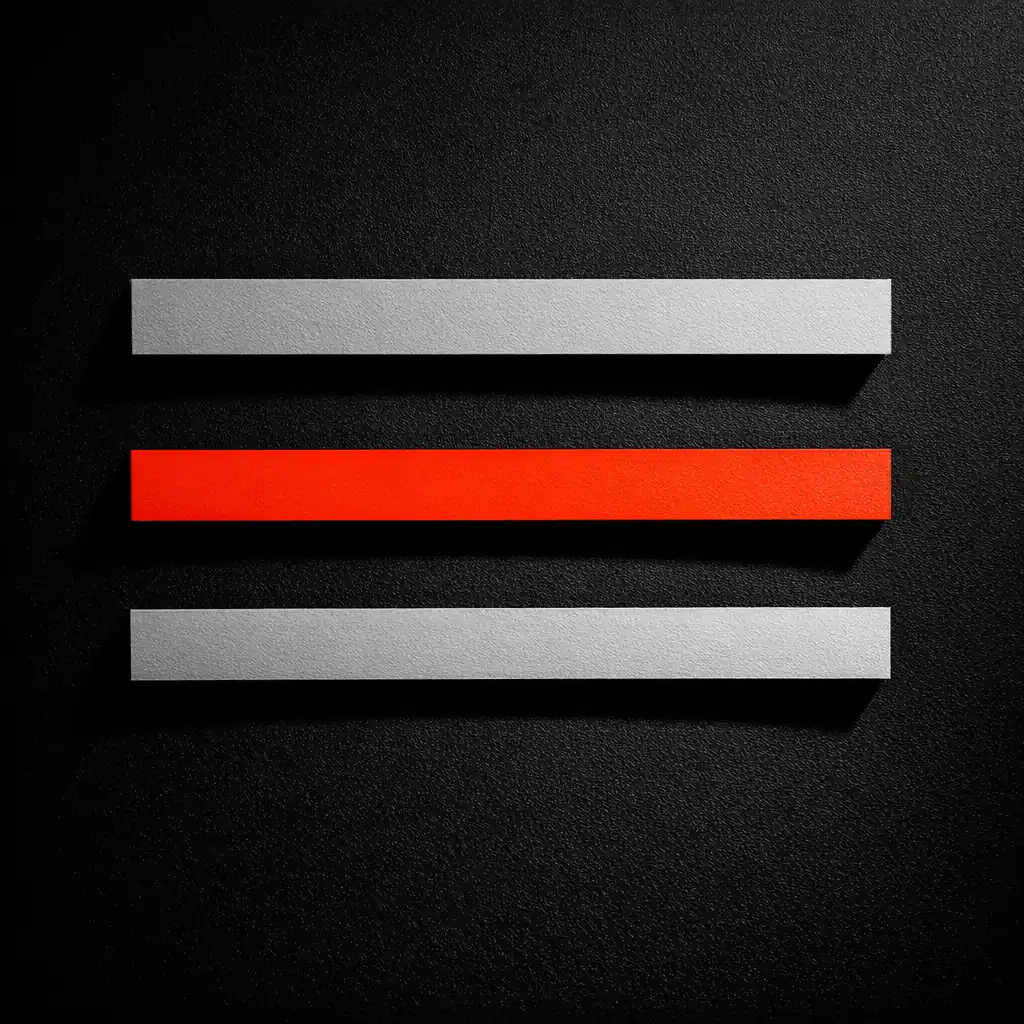 Three parallel horizontal paper strips laid on black surface, middle strip in matte vermillion, representing five payment-rail families at non gamstop casinos